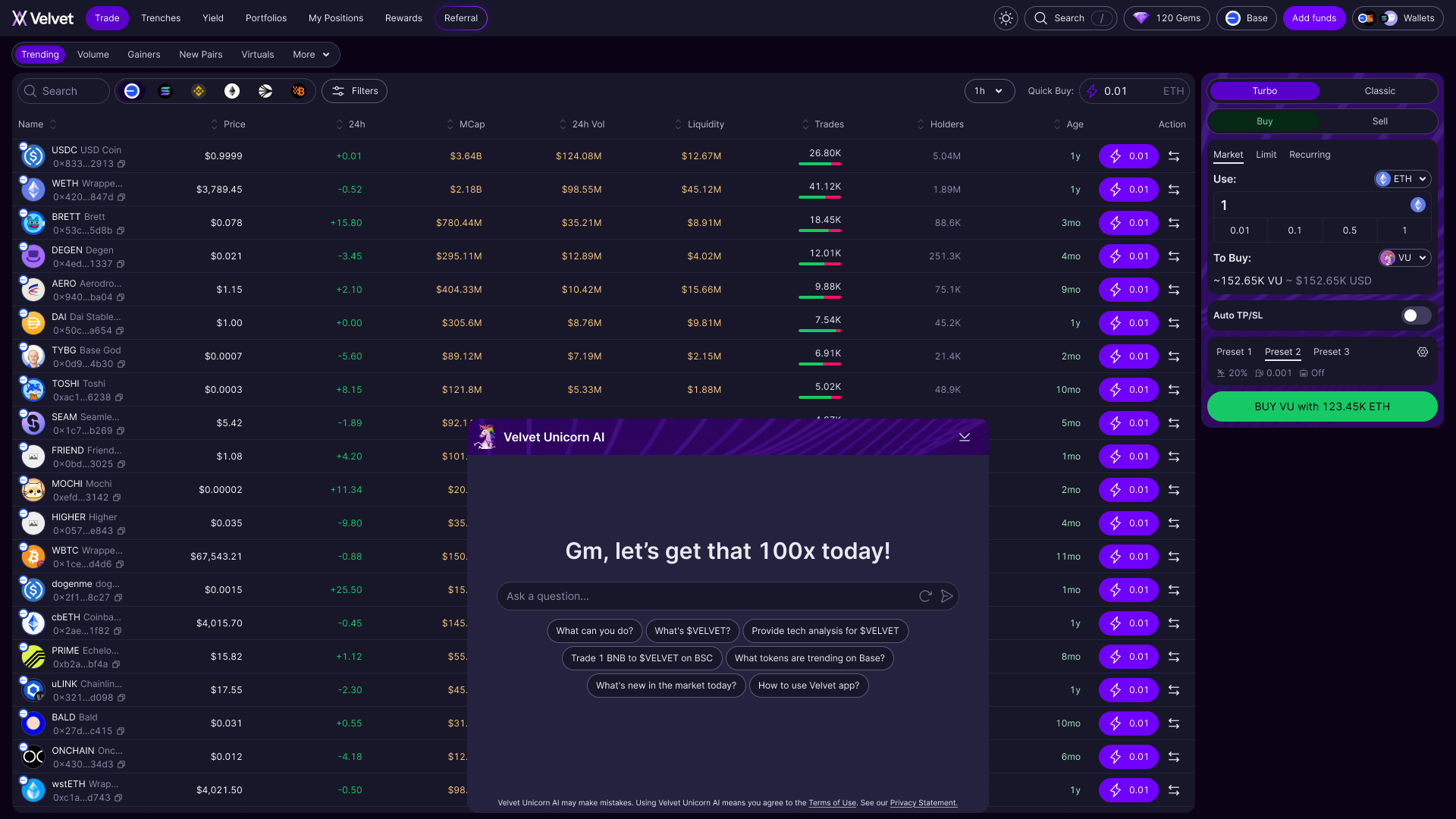 Velvet capital - Farcaster Mini Apps screenshot